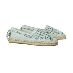 Tory Burch Herringbone Ribbon Espadrille Meadow Mist